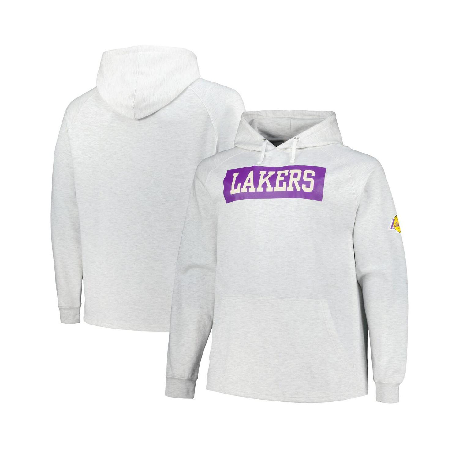 Men's Ash Los Angeles Lakers Big & Tall Raglan Tri-Blend Pullover Hoodie