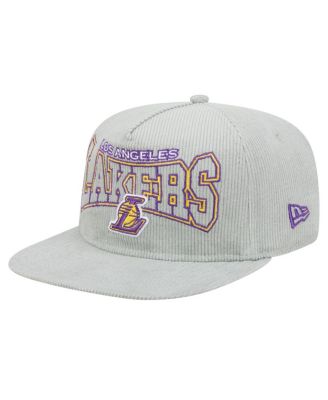 New Era - Men's Gray Los Angeles Lakers Throwback Corduroy Golfer Snapback Hat