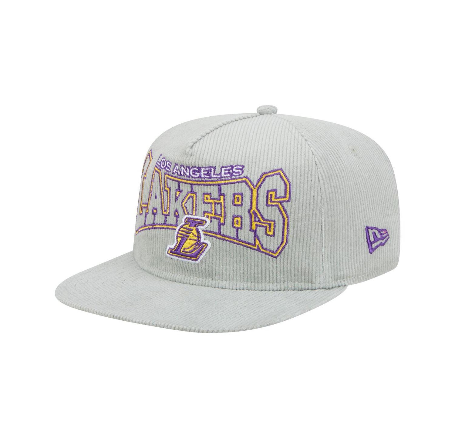 Men's Gray Los Angeles Lakers Throwback Corduroy Golfer Snapback Hat