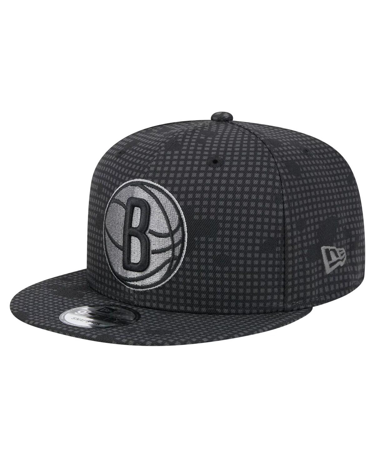 NEW ERA MEN'S BLACK BROOKLYN NETS MIDNIGHT INK POP OUTLINE 9FIFTY SNAPBACK HAT 