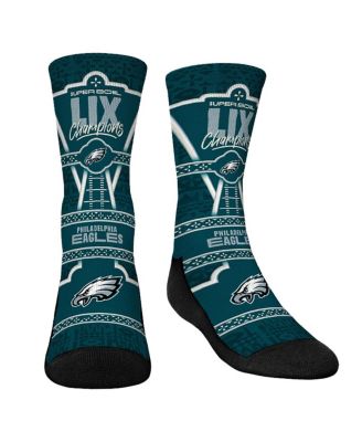 Rock 'Em - Big Boys and Girls Philadelphia Eagles Super Bowl LIX Champions Highlight Crew Socks