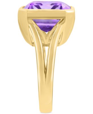 EFFY&reg; Green Quartz Emerald-Cut Solitaire Ring (10-1/2 ct. t.w.) in 14k Gold-Plated Sterling Silver (Available in Amethyst)