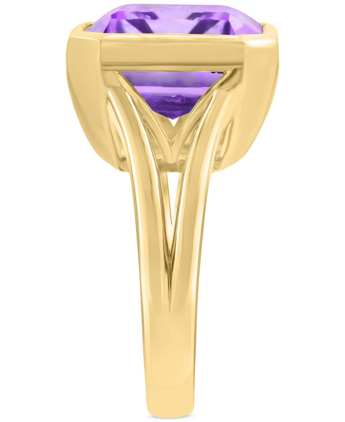 Effy Collection Effy Green Quartz Emerald-cut Solitaire Ring (10-1/2 Ct. T.w.) In 14k Gold-plated Sterling Silver (a In Purple