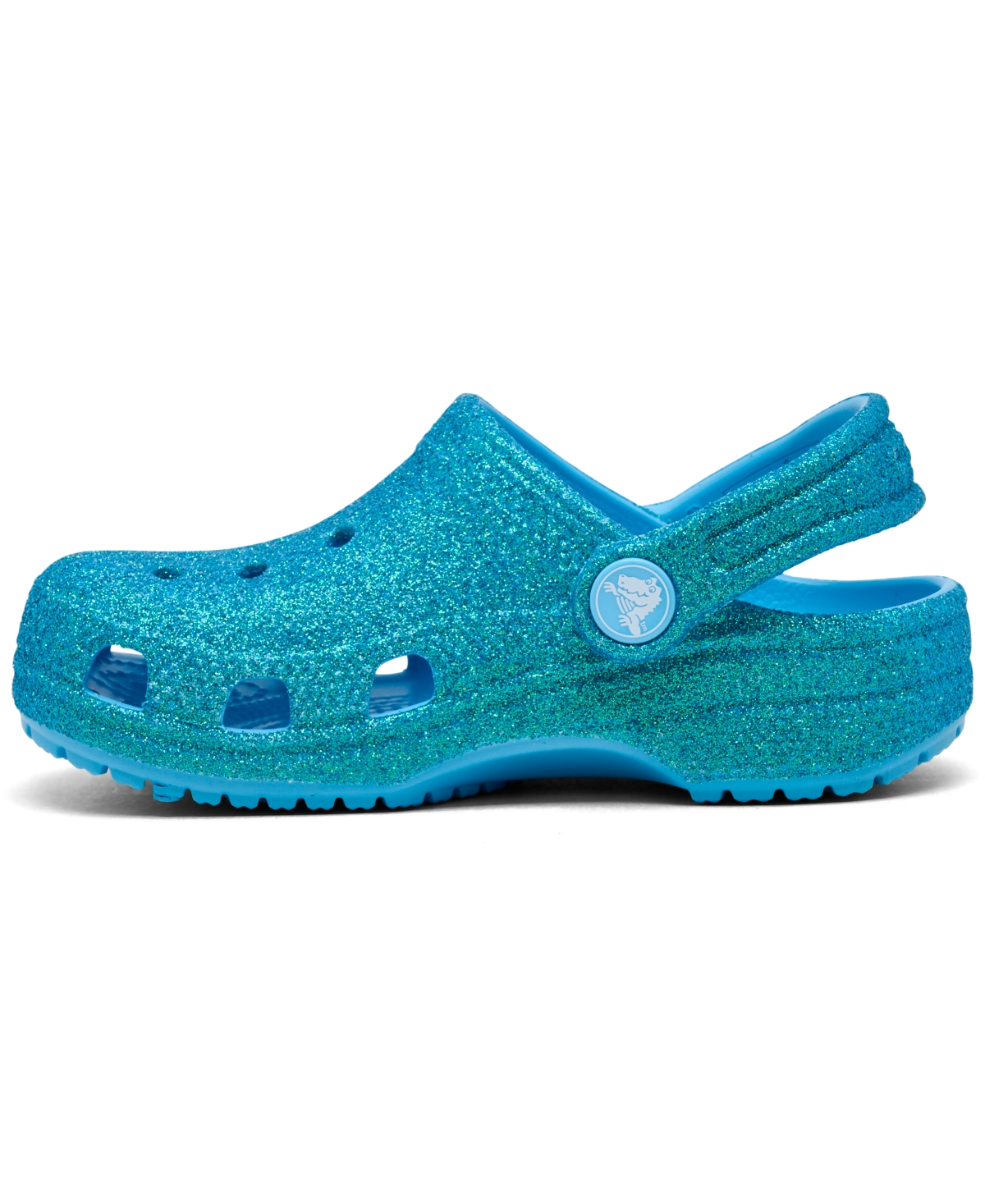 Crocs Little Girls Classic Glitter Clogs From Finish Line In Glass