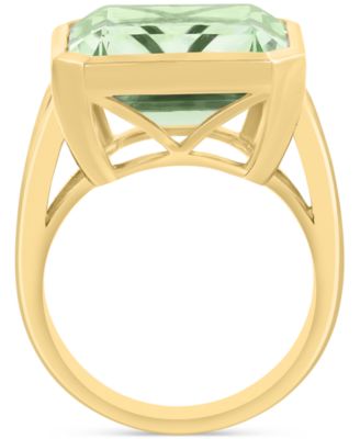 EFFY&reg; Green Quartz Emerald-Cut Solitaire Ring (10-1/2 ct. t.w.) in 14k Gold-Plated Sterling Silver (Available in Amethyst)
