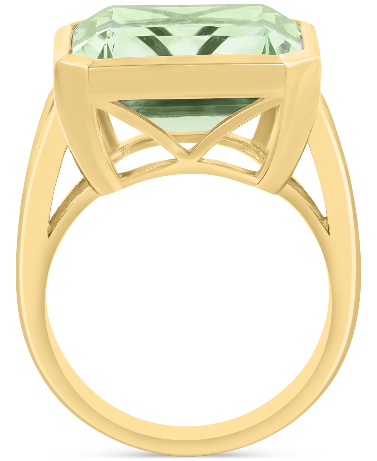Effy Collection Effy Green Quartz Emerald-cut Solitaire Ring (10-1/2 Ct. T.w.) In 14k Gold-plated Sterling Silver (a