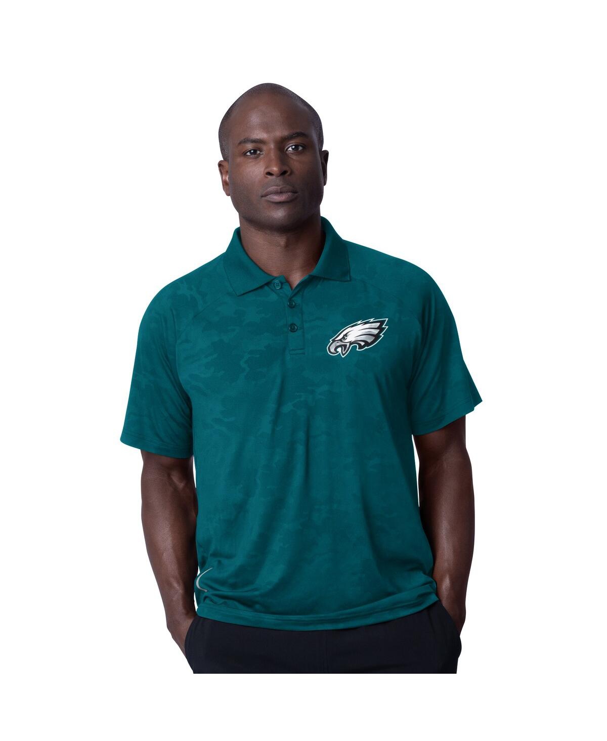 Men's Midnight Green Philadelphia Eagles Baseline Raglan Polo Shirt - Midnight Green