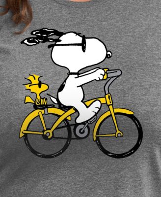 Trendy Plus Size Peanuts Snoopy Bike Ride Graphic Crew Neck T-Shirt