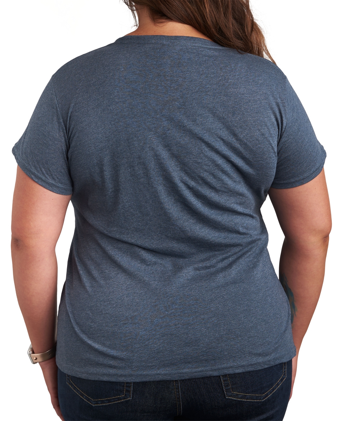 Hybrid Apparel Trendy Plus Size Spring Florals Graphic Crew Neck T-shirt In Blue