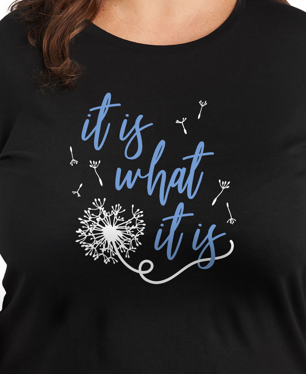 Hybrid Apparel Trendy Plus Size It Is What It Is Size Graphic Crew Neck T-shirt In Black