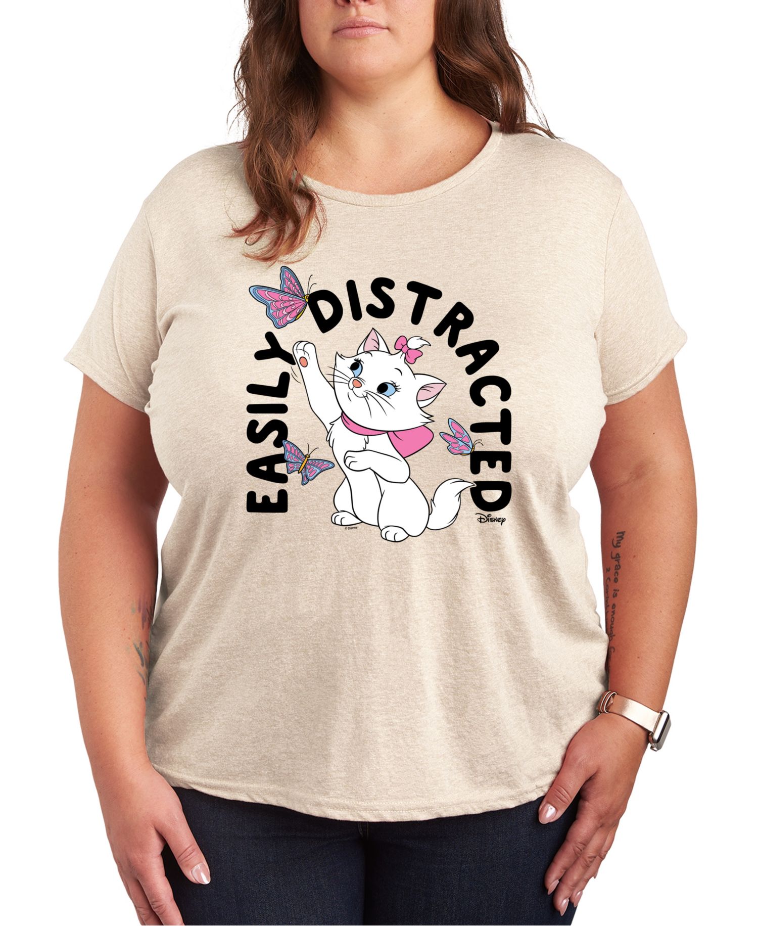 Trendy Plus Size The Aristocrats Easily Distracted Graphic Crew Neck T-Shirt