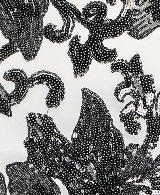 Juniors' Floral Sequined Lace-Up-Back Gown