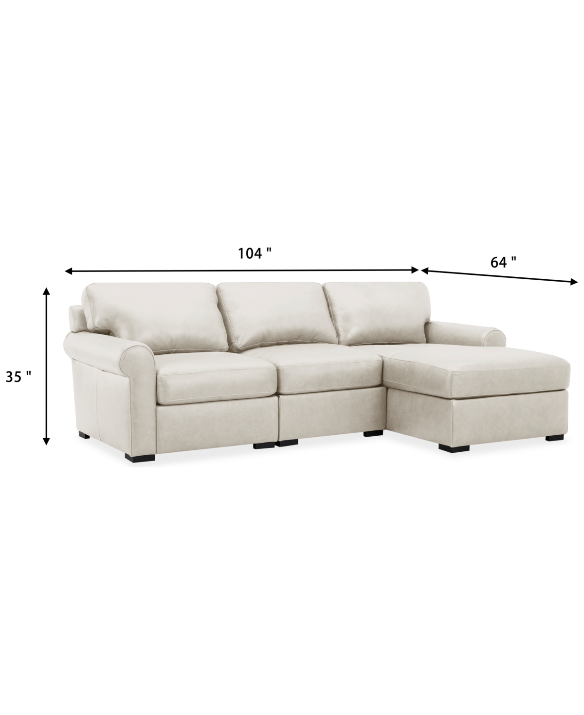 Macy's Radley Roll Arm 104" 3-pc. Leather Sectional, Exclusively At