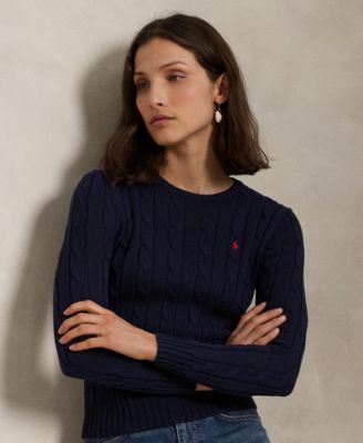 Women's Cable-Knit Cotton Crewneck Sweater