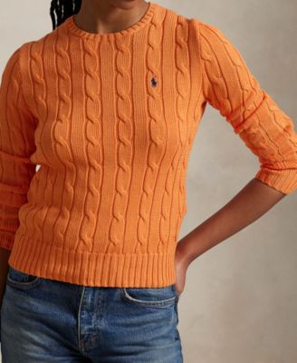 Women's Cable-Knit Cotton Crewneck Sweater