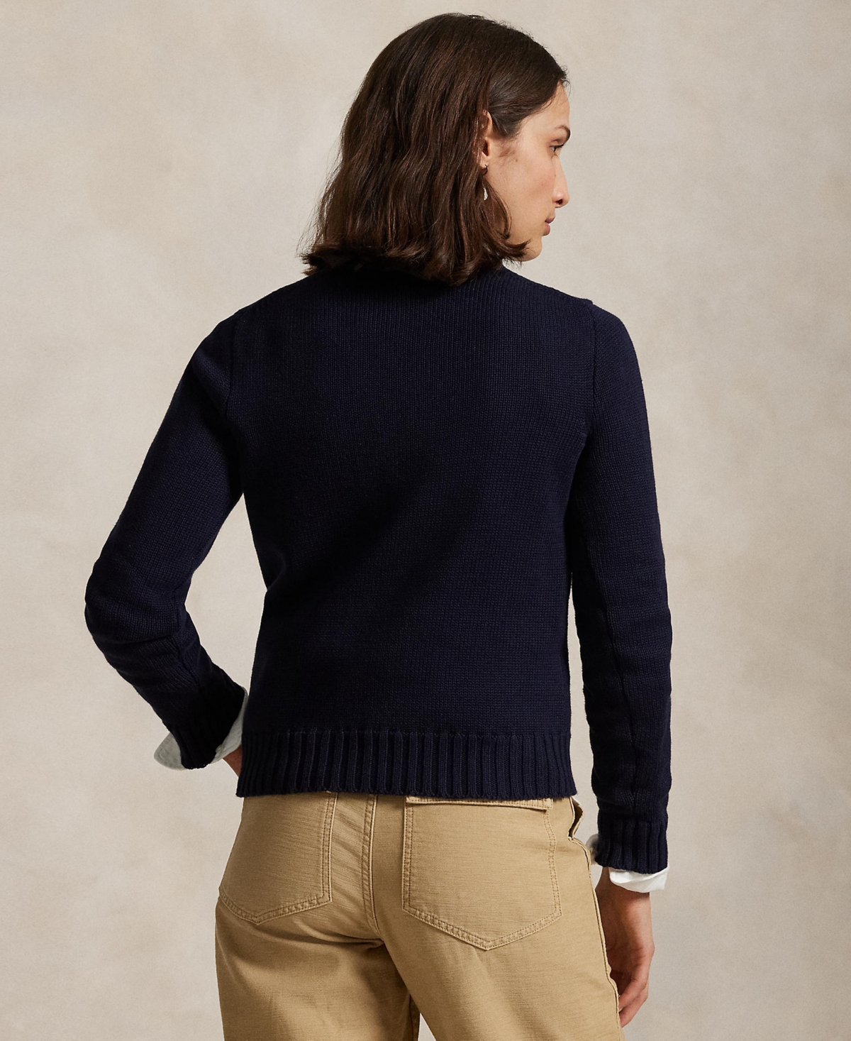 Shop Polo Ralph Lauren Women's Flag Cotton Crewneck Sweater In Navy