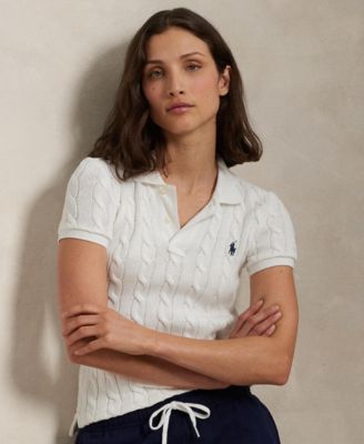 Women's Cable-Knit Polo Shirt