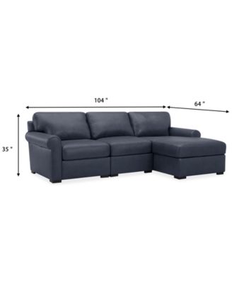 Radley Roll Arm 104" 3-Pc. Leather Sectional