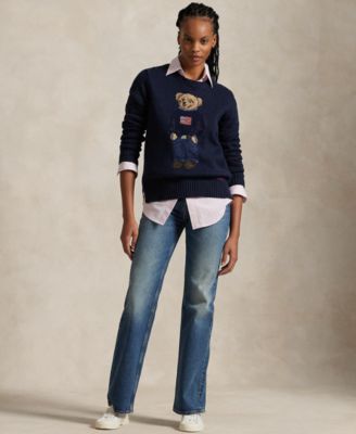 Women's Polo Bear Cotton-Linen Sweater