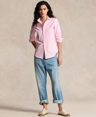 Polo Ralph Lauren Women's Slim-Fit Striped Oxford Shirt - Macy's