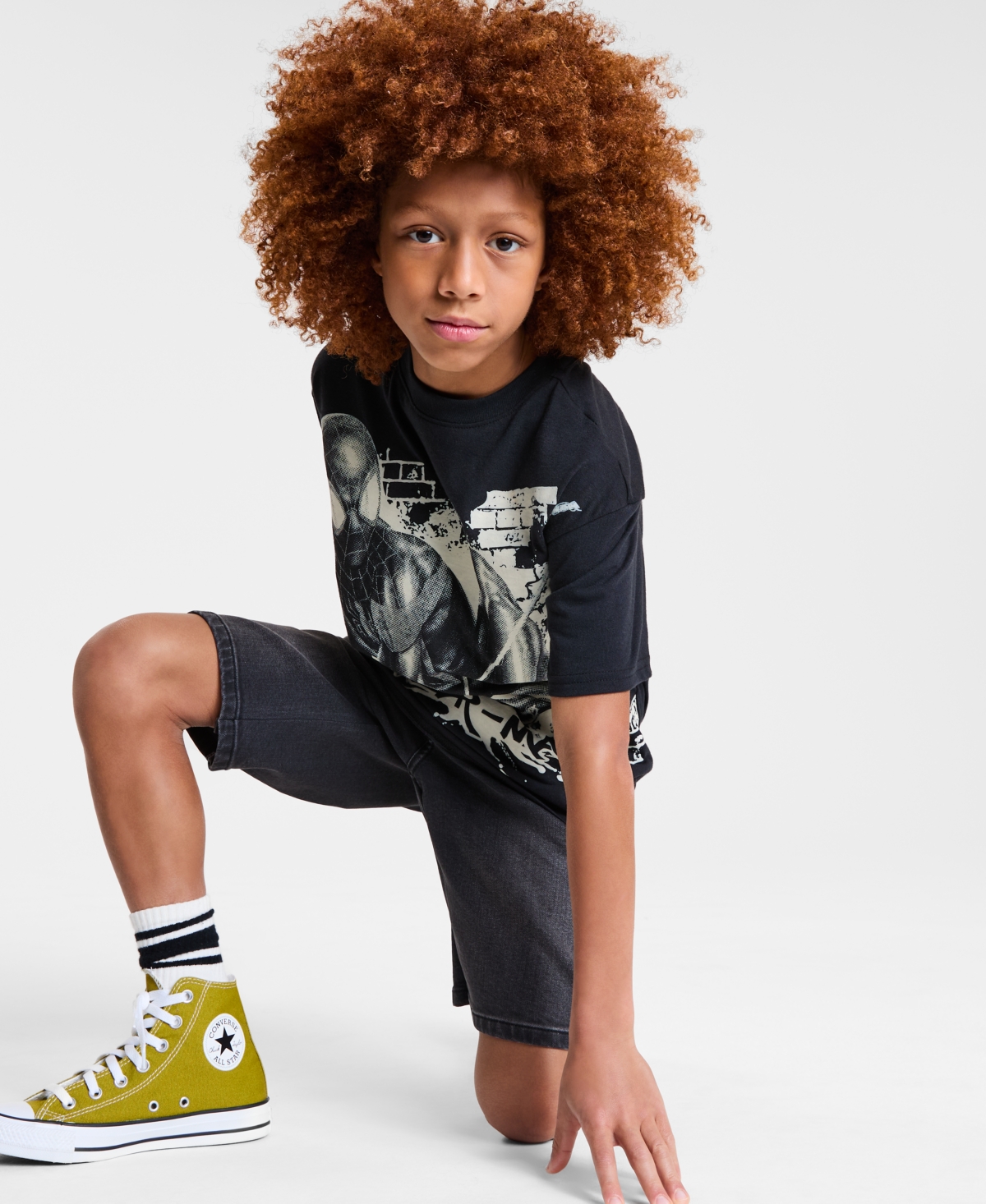Spider-man Big Boys Miles Morales Jumbo Graphic Short-sleeve T-shirt