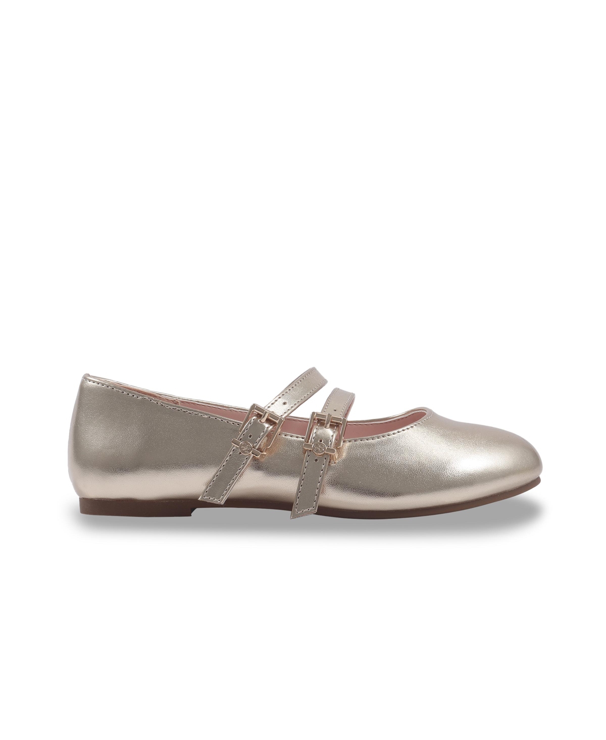 Shop Jessica Simpson Toddler And Big Girls Amy Double Strap Ballet Flat In Soft Gold