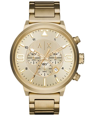 A|X Armani Exchange Men's Chronograph Gold-Tone Stainless Steel Bracelet Watch 49mm AX1368