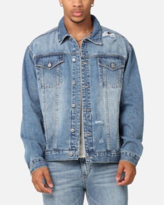 SAINT MORTA Big & Tall Denim Trucker Jacket- Light/Pastel Blue