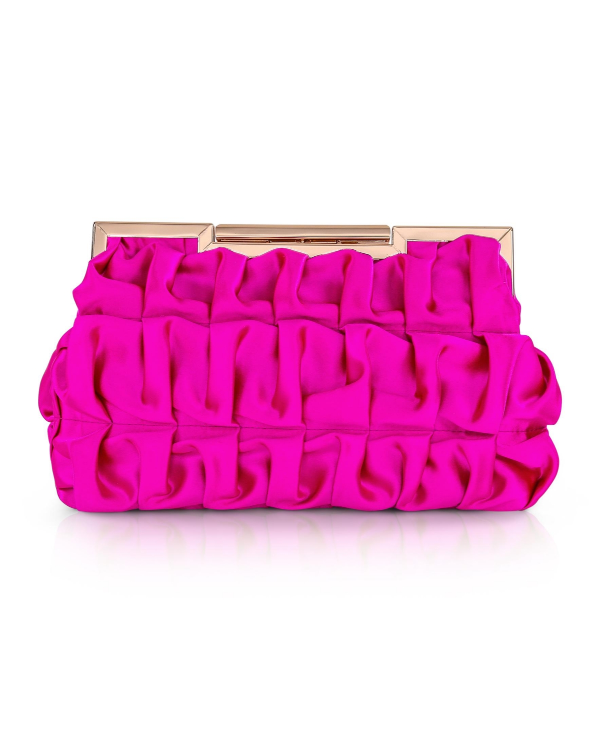 Woman's Luca Pleated Ribbon Pouch Clutch - Neon pink