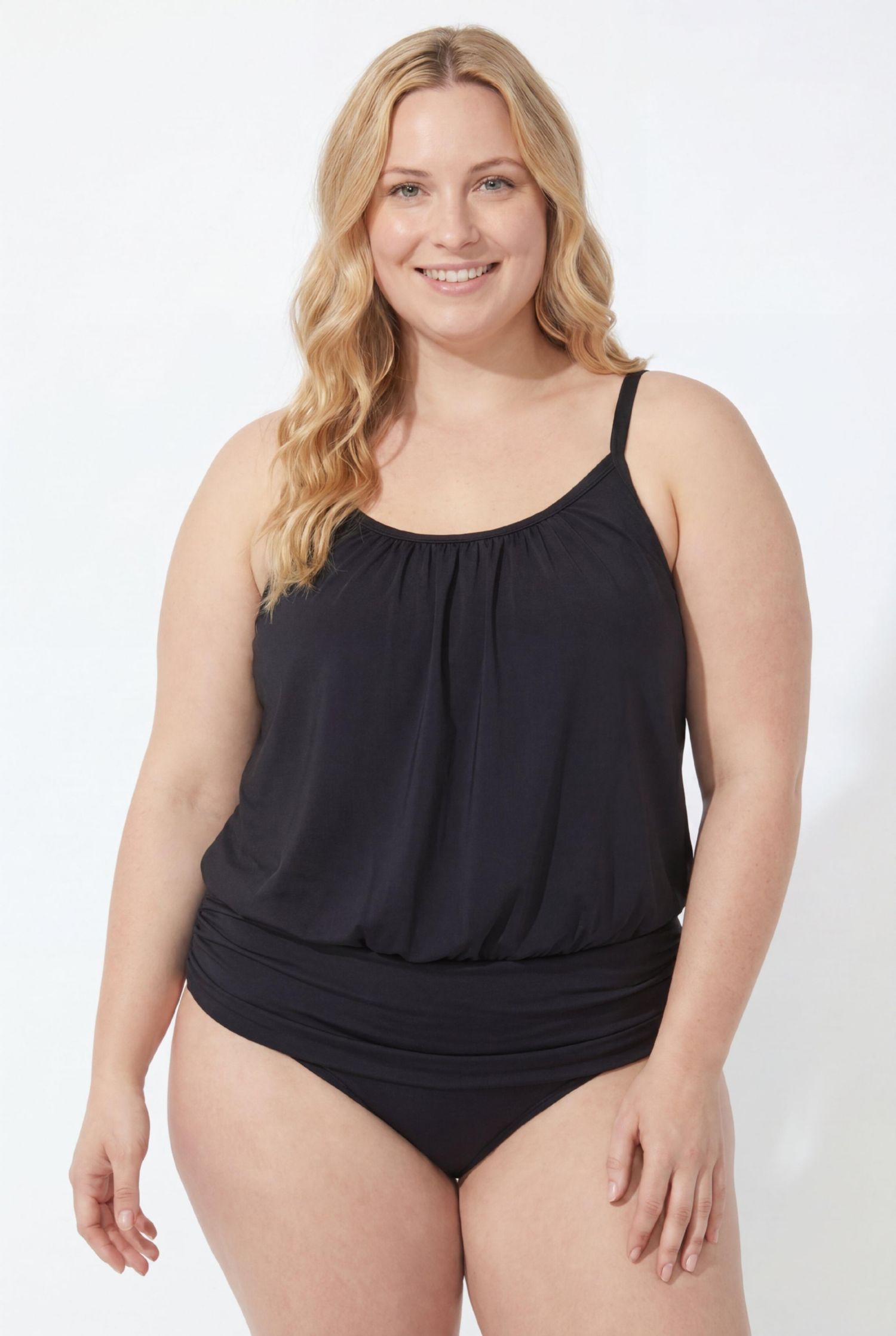 Women's Lightweight Scoop Neck Blouson Tankini Top