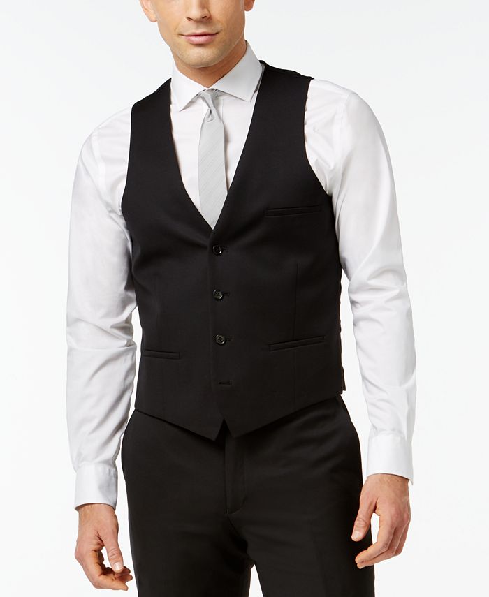 Bar III Black Solid Slim-Fit Vest - Macy's