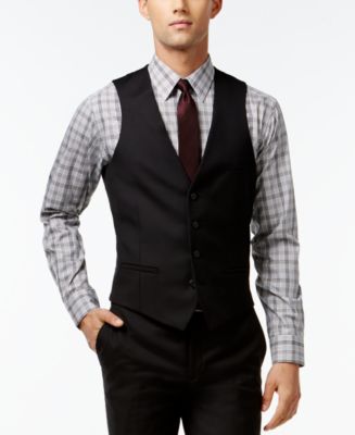 Bar III Black Solid Extra Slim Fit Vest Macy s