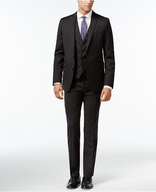 Bar III Charcoal Solid Extra SlimFit Suit Separates Suits & Tuxedos