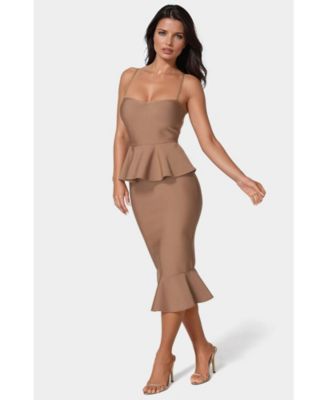 Women's Peplum Bandage Midi Dress