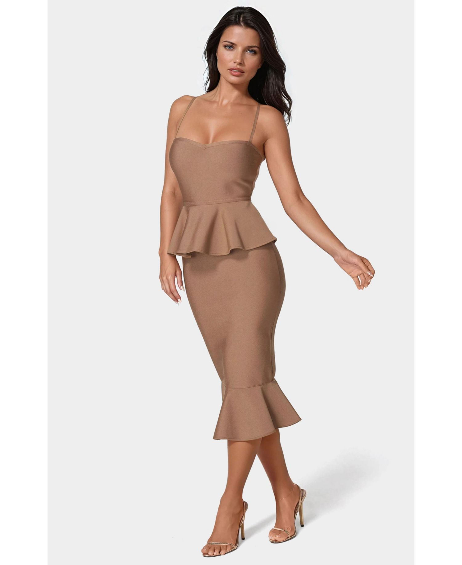 Women's Peplum Bandage Midi Dress
