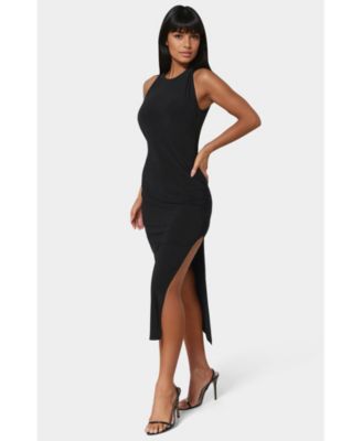 Women's High Neck Cowl Maci with Slit Dress