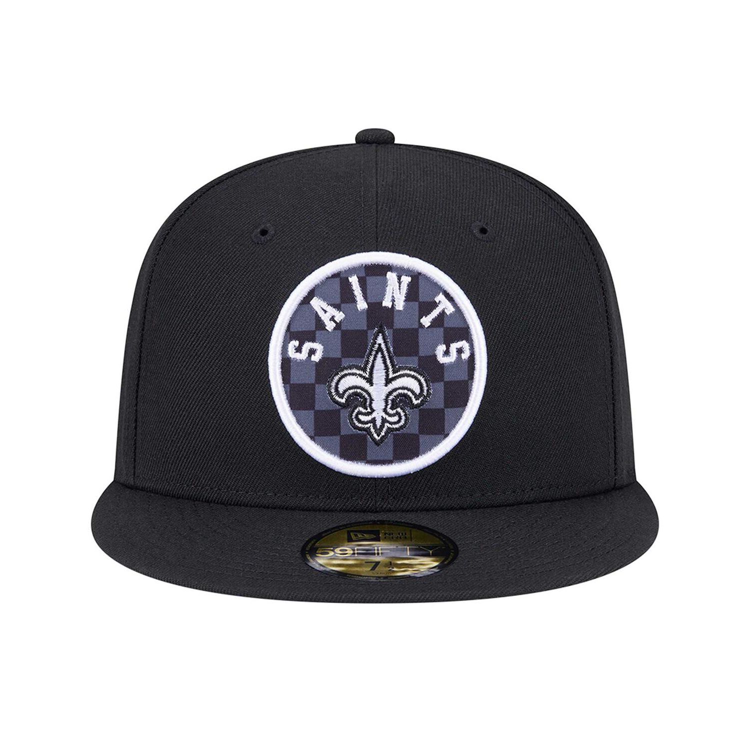 Men's Black New Orleans Saints Checkered 59FIFTY Fitted Hat