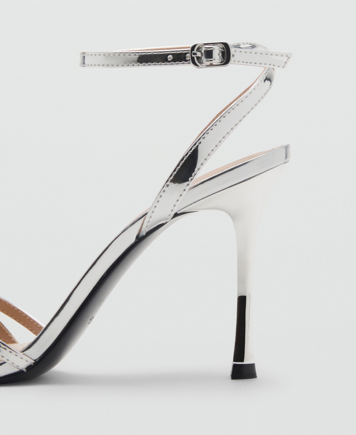 Mango Combined-strap Heeled Sandals Silver In Silver