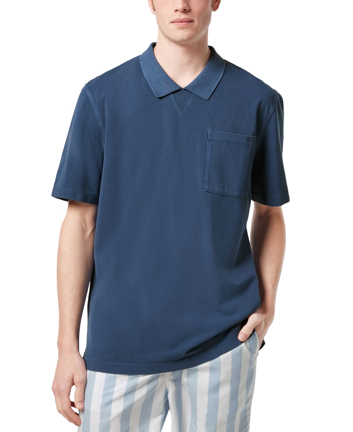 Scotch & Soda Men's Relaxed-fit Short Sleeve Garment-dyed Polo Shirt In Blue