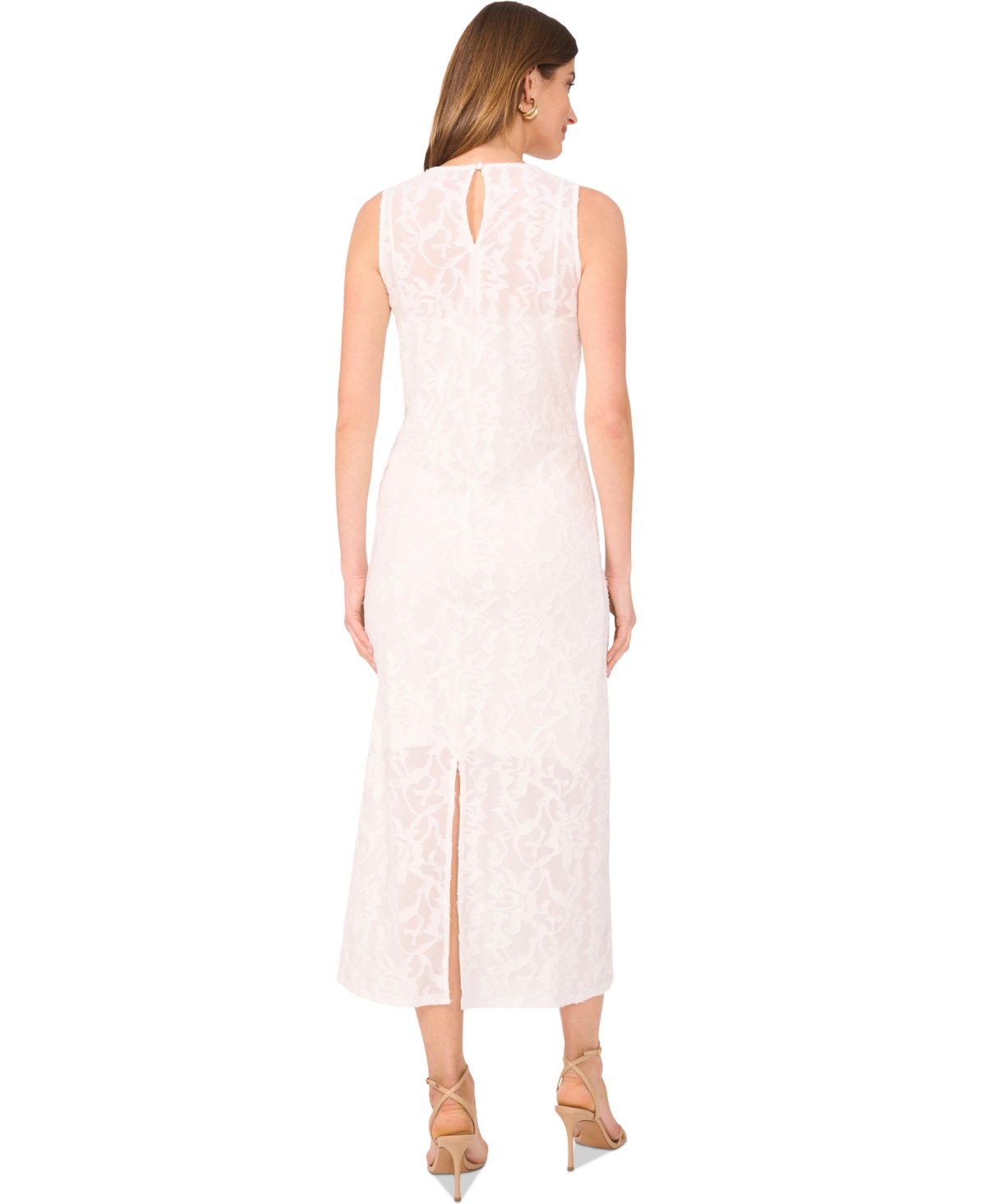 Vince Camuto Women's Sleeveless Textured-lace Maxi Dress In Ultra White