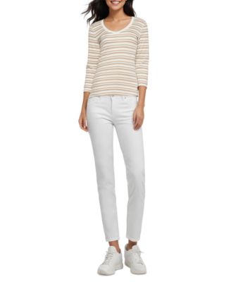 Three Dots - Women's V-Neck 3/4-Sleeve T-Shirt
