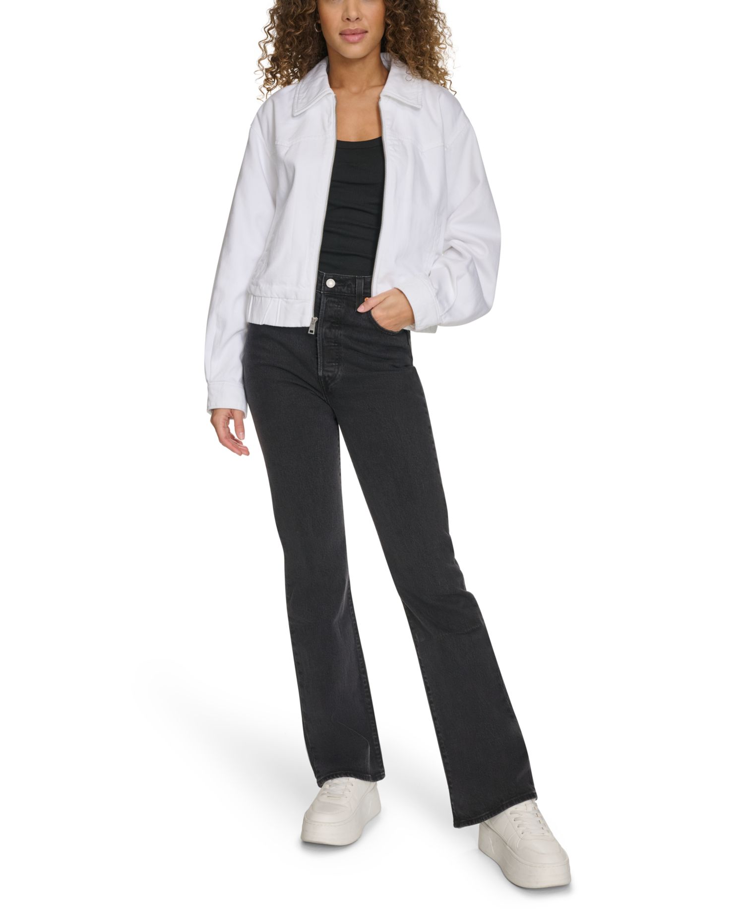 Women's Western Zip-Front Denim Bomber Jacket