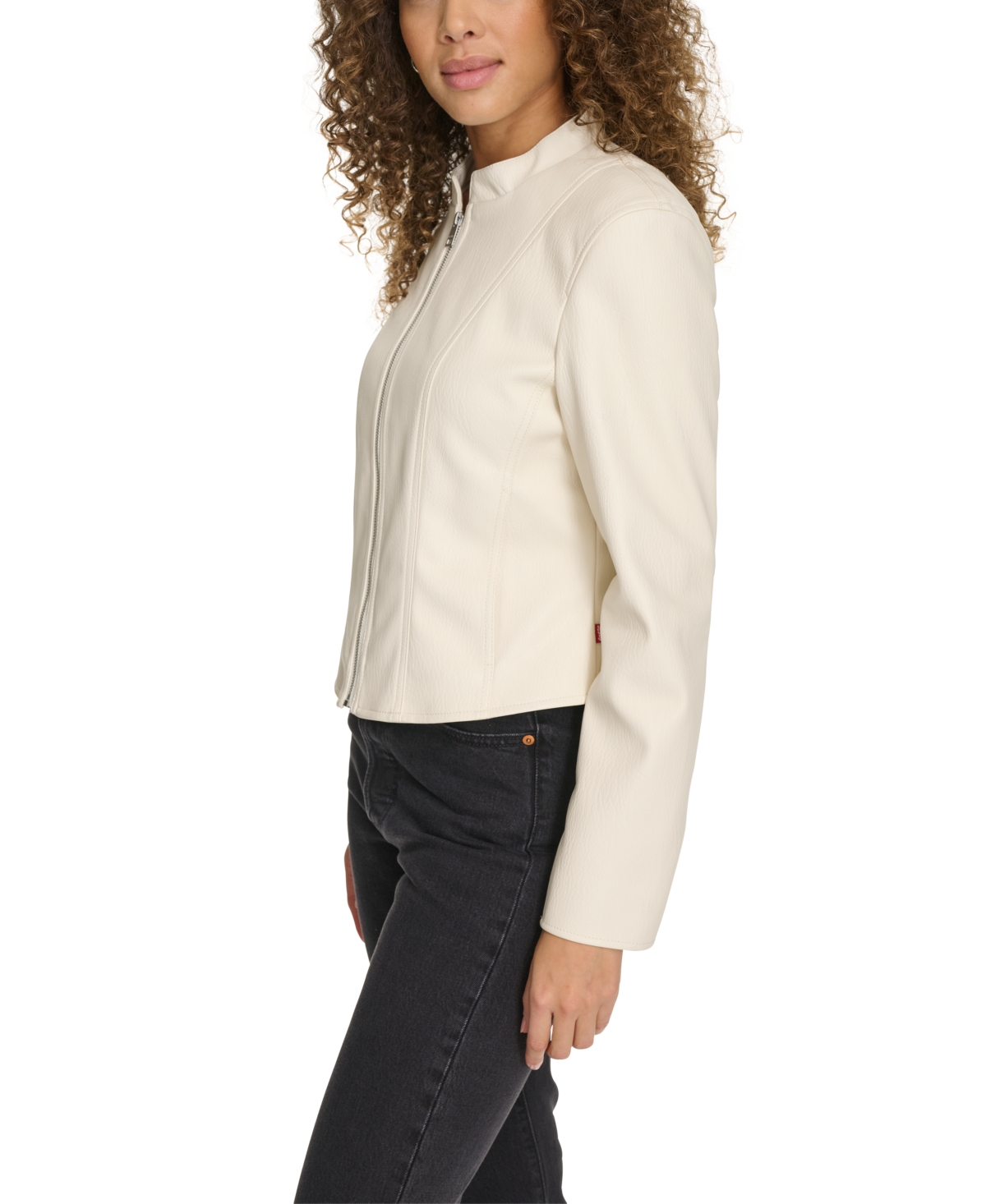 Shop Levi's Women's Faux-leather Cut Racer Jacket In Oyster