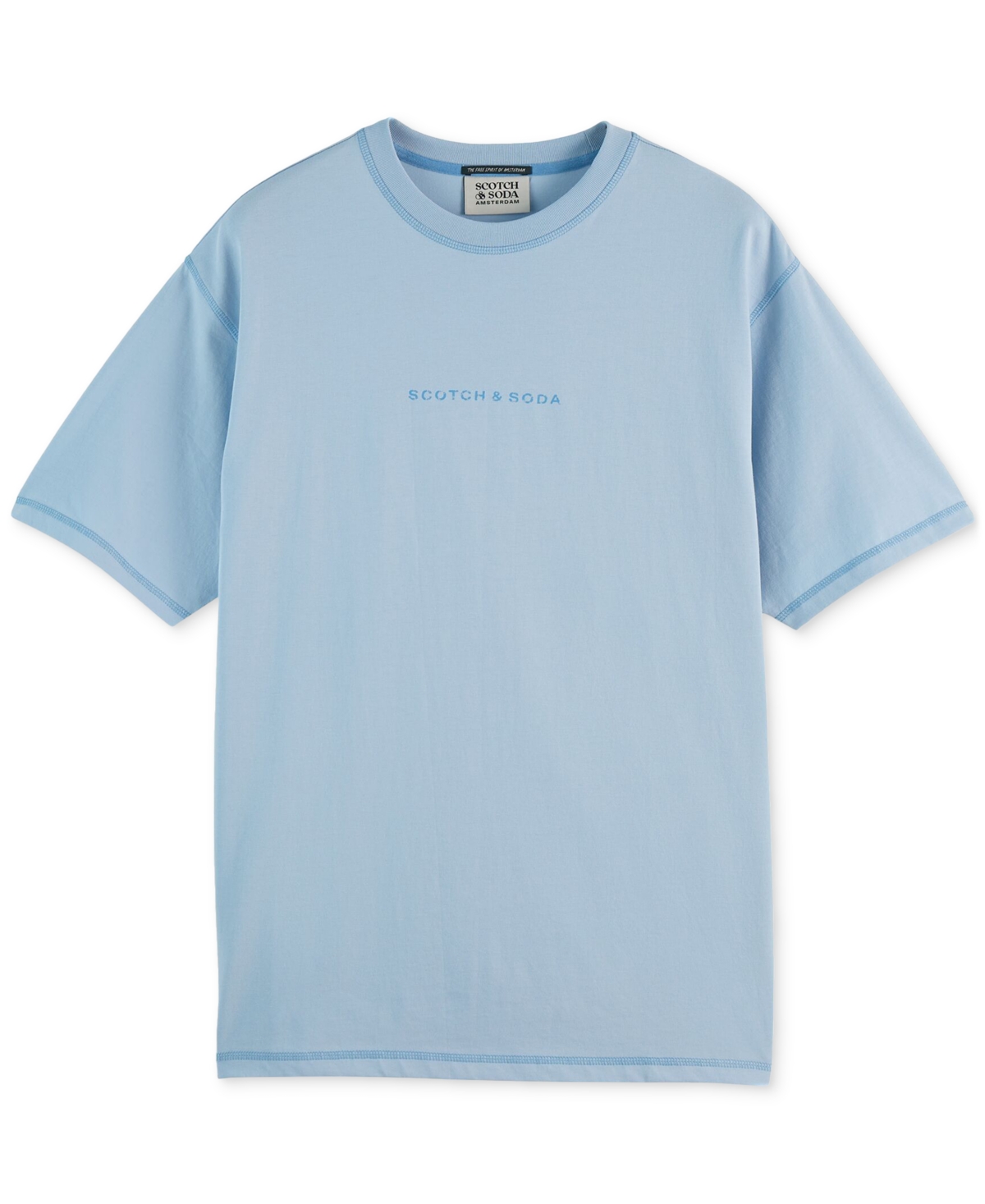 Scotch & Soda Men's Relaxed Fit Short Sleeve Crewneck Logo T-shirt In Sky Blue
