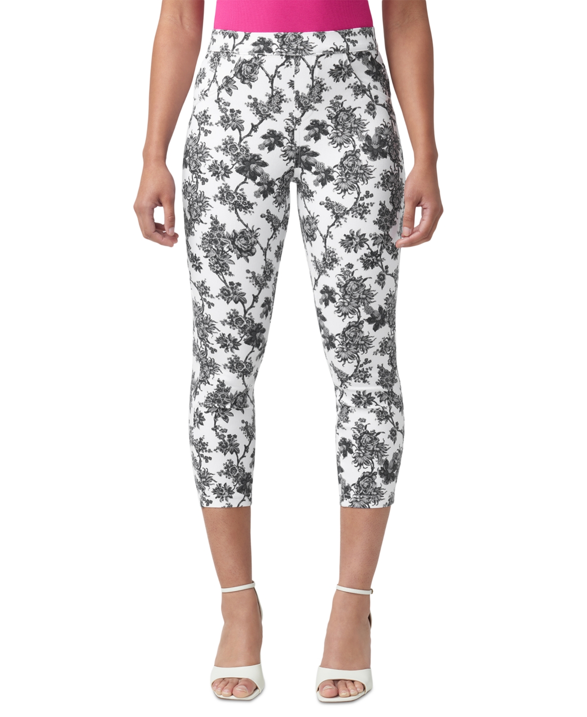Shop Hue Women's French Toile Denim Capri Leggings In Black,white