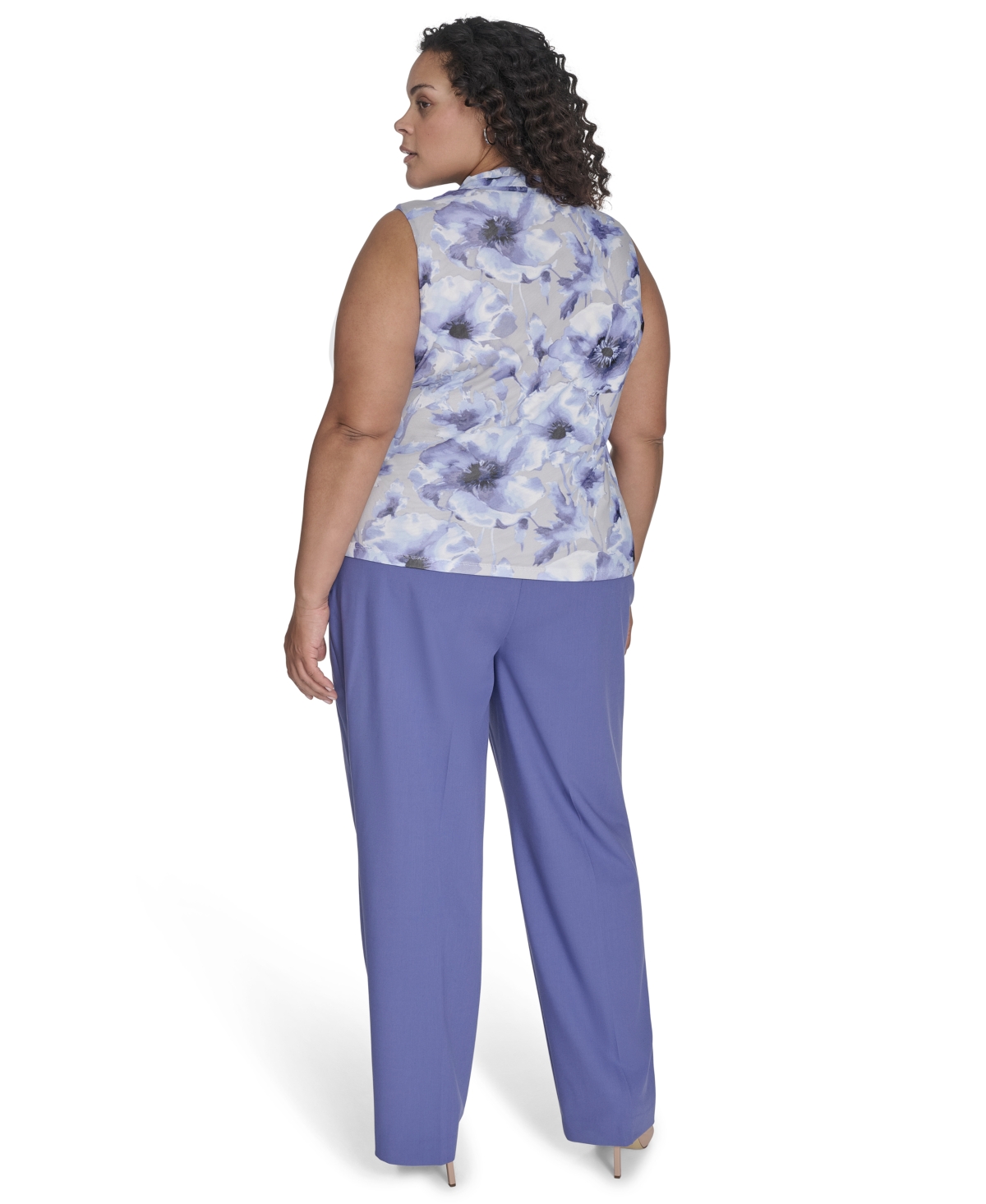 CALVIN KLEIN PLUS SIZE PRINTED V-NECK SLEEVELESS TOP 