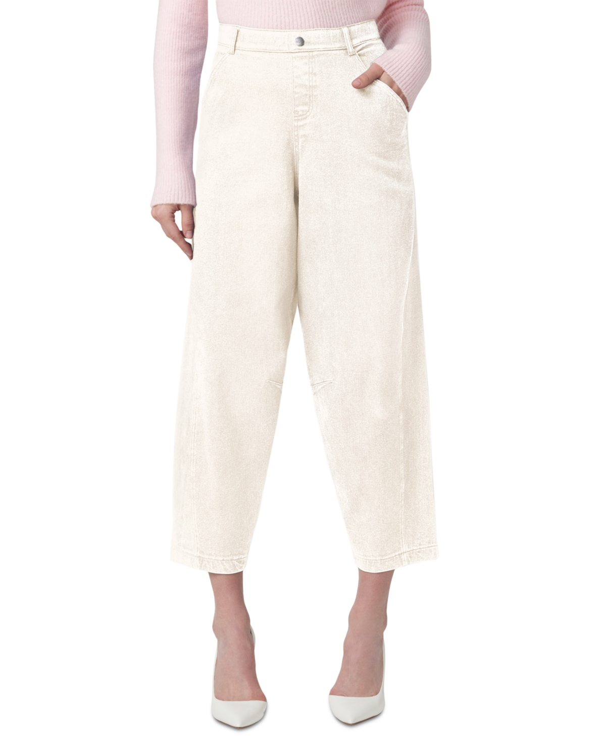 Hue Women's Denim Barrel-leg Skimmer Leggings In Off White