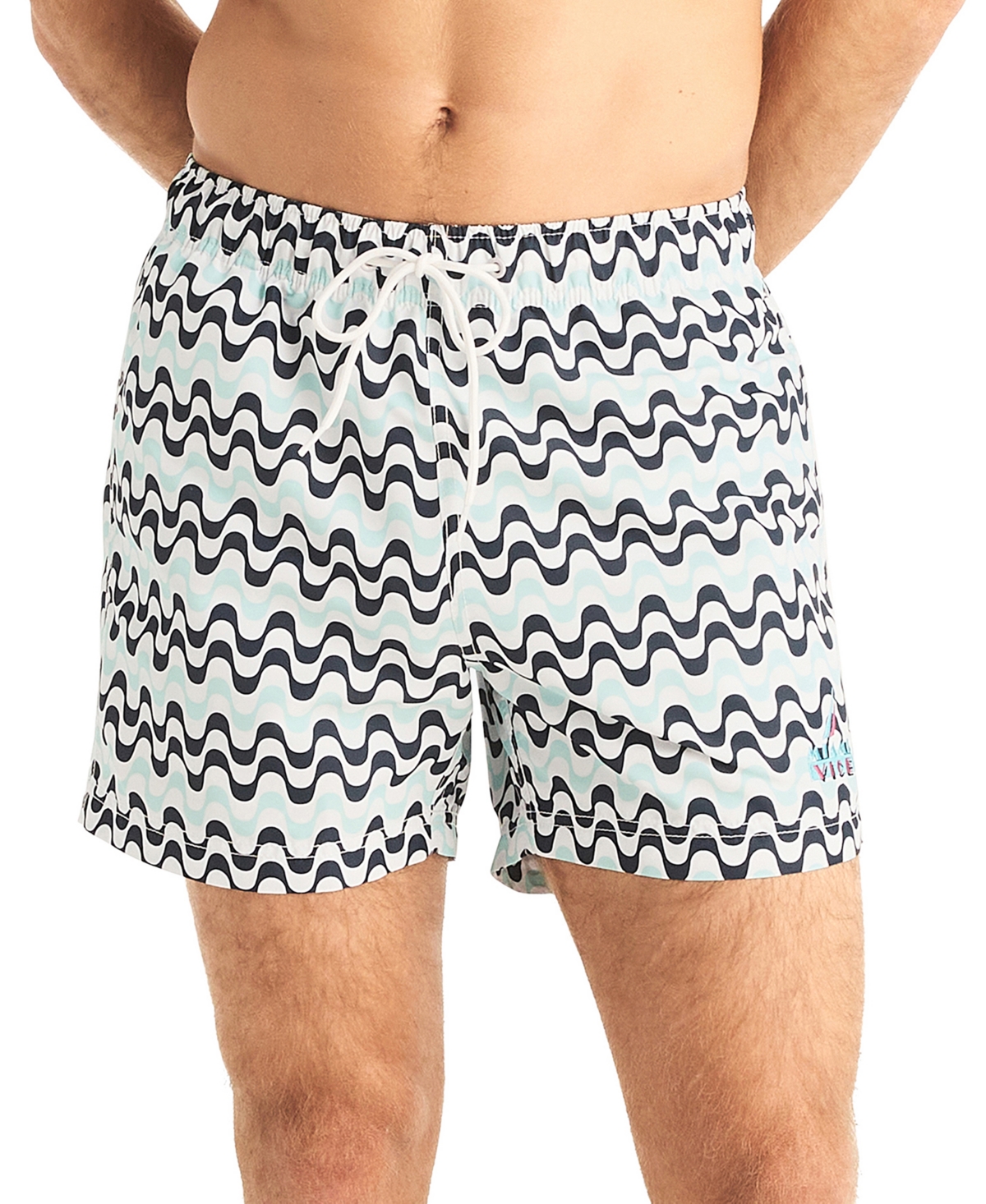 Nautica Men's Squiggly Graphic Swim Trunks In Bright White
