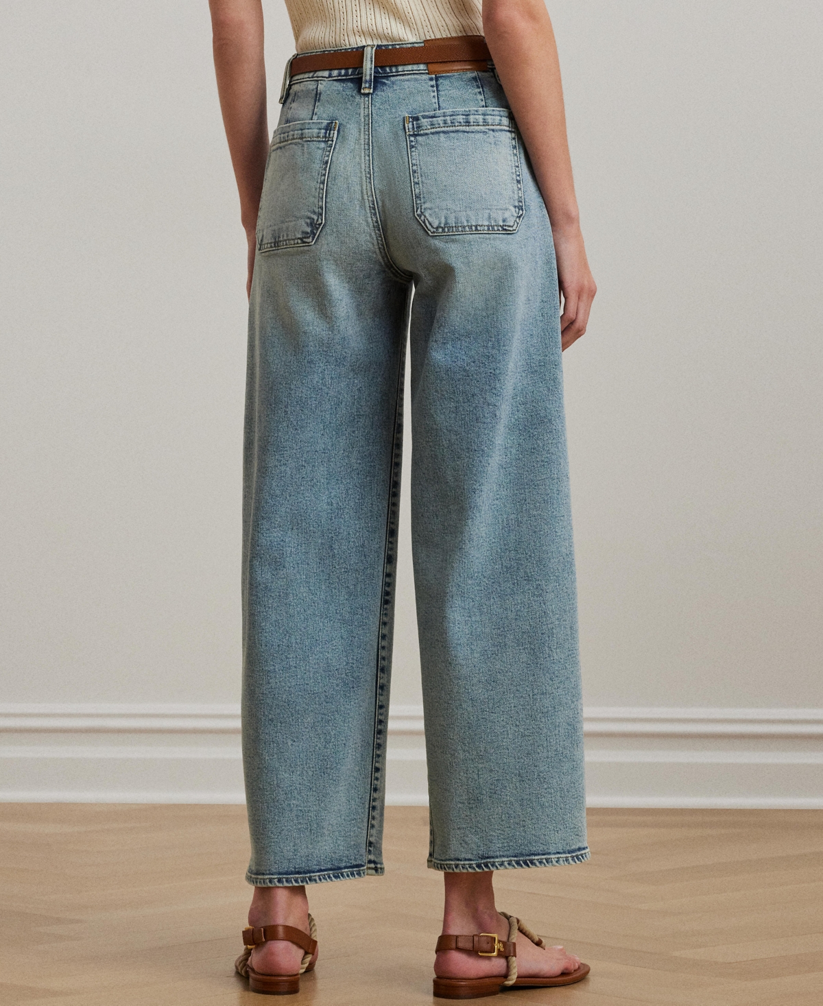 Ralph Lauren Plus Size High-rise Wide-leg Cropped Jeans In Alicia Wash