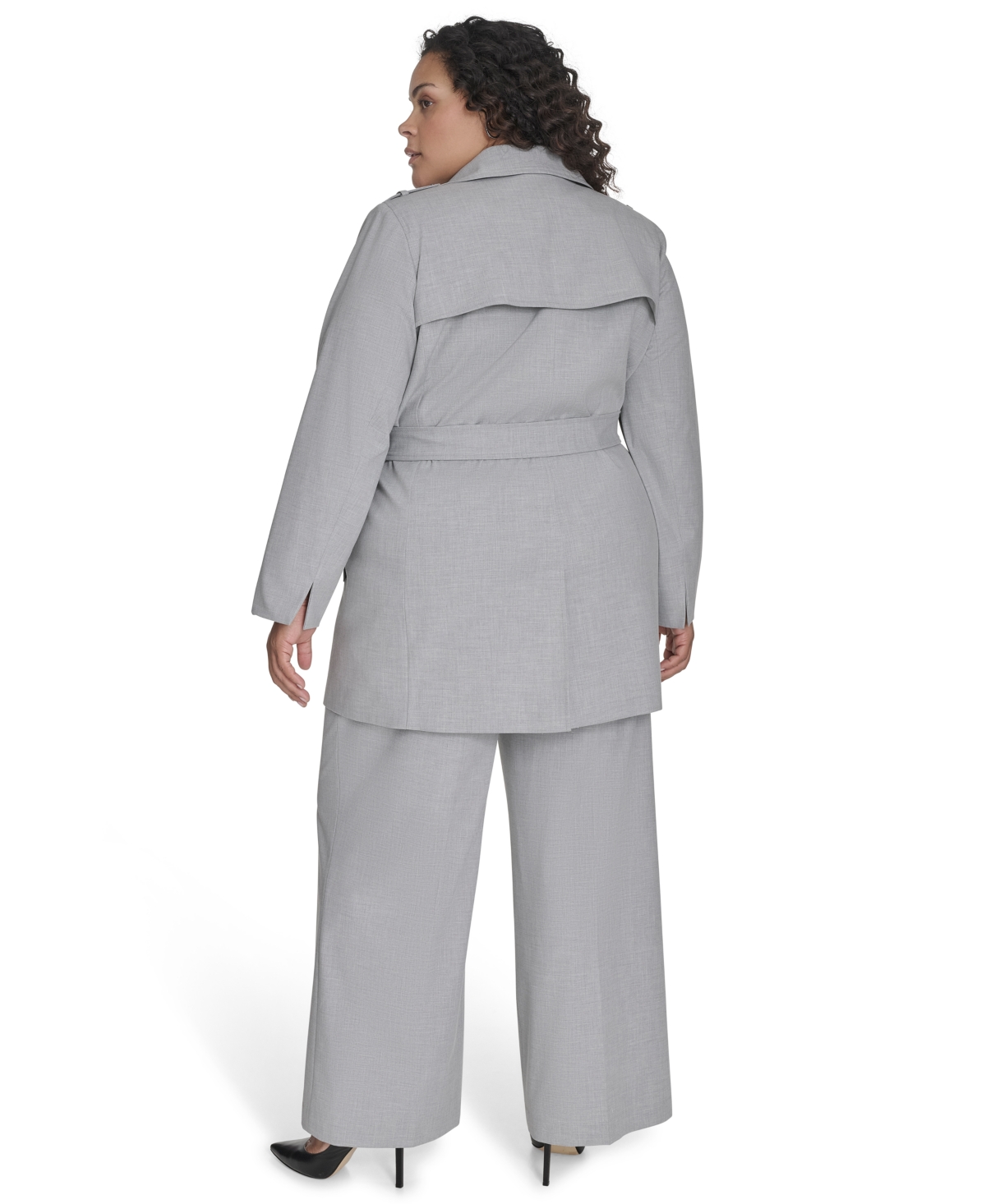 CALVIN KLEIN PLUS SIZE DOUBLE-BREASTED BELTED TRENCH COAT 